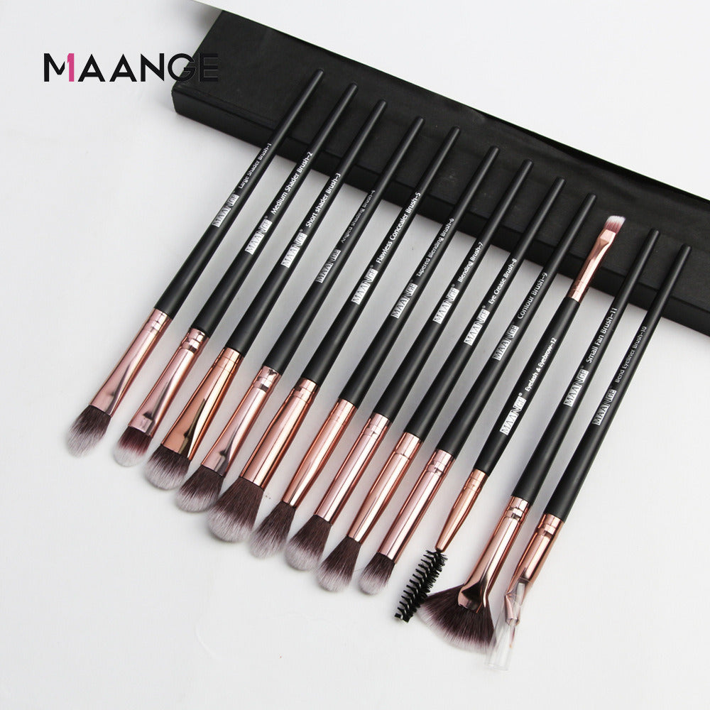 MAANGE 12pcs Eye Makeup Brushes Set With Cosmestic Bag Eyeshadow Blending Eyeliner Eyelash Eyebrow Brushes Make Up Professional - Premium Makeup Brushes from Doba - Just $22! Shop now at Ida Louise Boutique