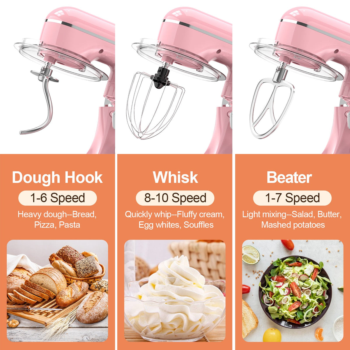 3-IN-1 Electric Stand Mixer, 660W 10-Speed With Pulse Button, Attachments include 6.5QT Bowl, Dough Hook, Beater, Whisk for Most Home Cooks, Sakura Pink - Premium Blender Set from Doba - Just $113! Shop now at Ida Louise Boutique