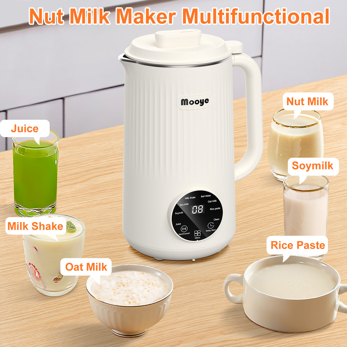 Mooye 35oz Nut Milk Maker Machine, Multi-Functional Automatic Almond Milk Machine with 10 Blades, Plant-Based Milk, Oat, Soy, Dairy Free Beverages with 12h Timer/Auto-clean - Premium Milk Maker from Doba - Just $200! Shop now at Ida Louise Boutique