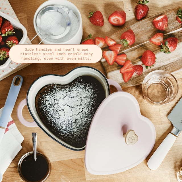 2QT Cast Iron Heart Dutch Oven, Pink Champagne by Drew Barrymore - Premium Cookwear from Doba - Just $44.42! Shop now at Ida Louise Boutique