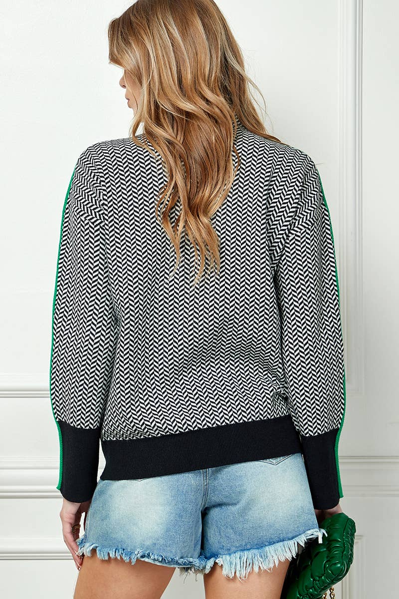 Loyola Printed Knit Turtleneck Sweater