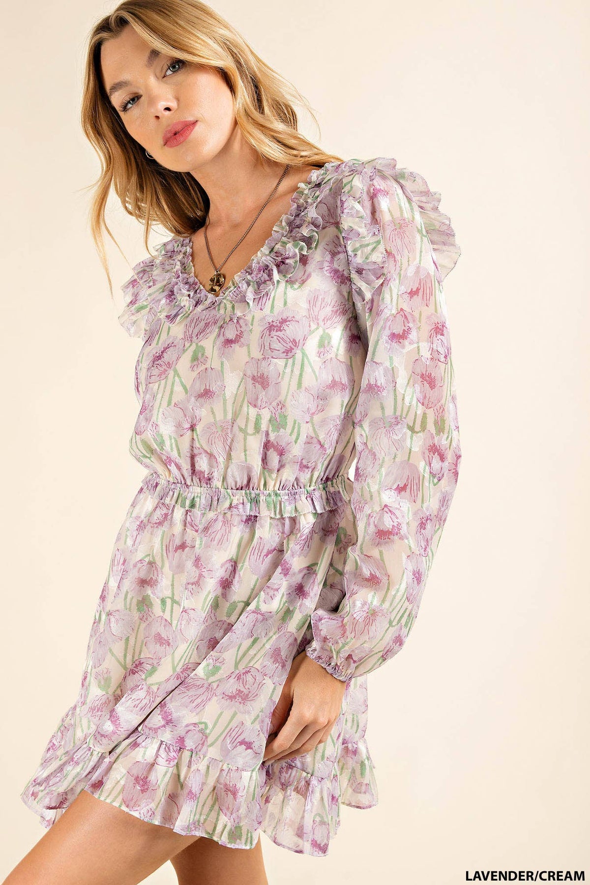 CHIFFON FLOWER PRINTED DRESS - Premium Dresses from Kori - Just $62! Shop now at Ida Louise Boutique