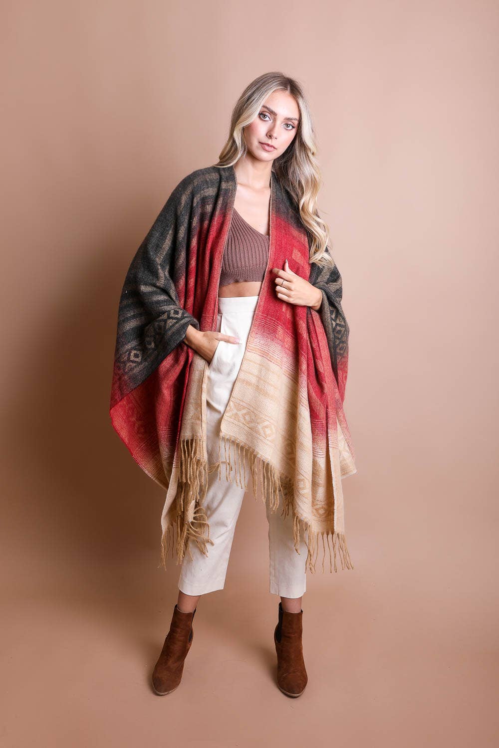 Versatile Colorblend Serape 🍁 | Cozy Fall Winter Shawl: Charcoal/Khaki - Premium  from Leto Accessories - Just $38! Shop now at Ida Louise Boutique