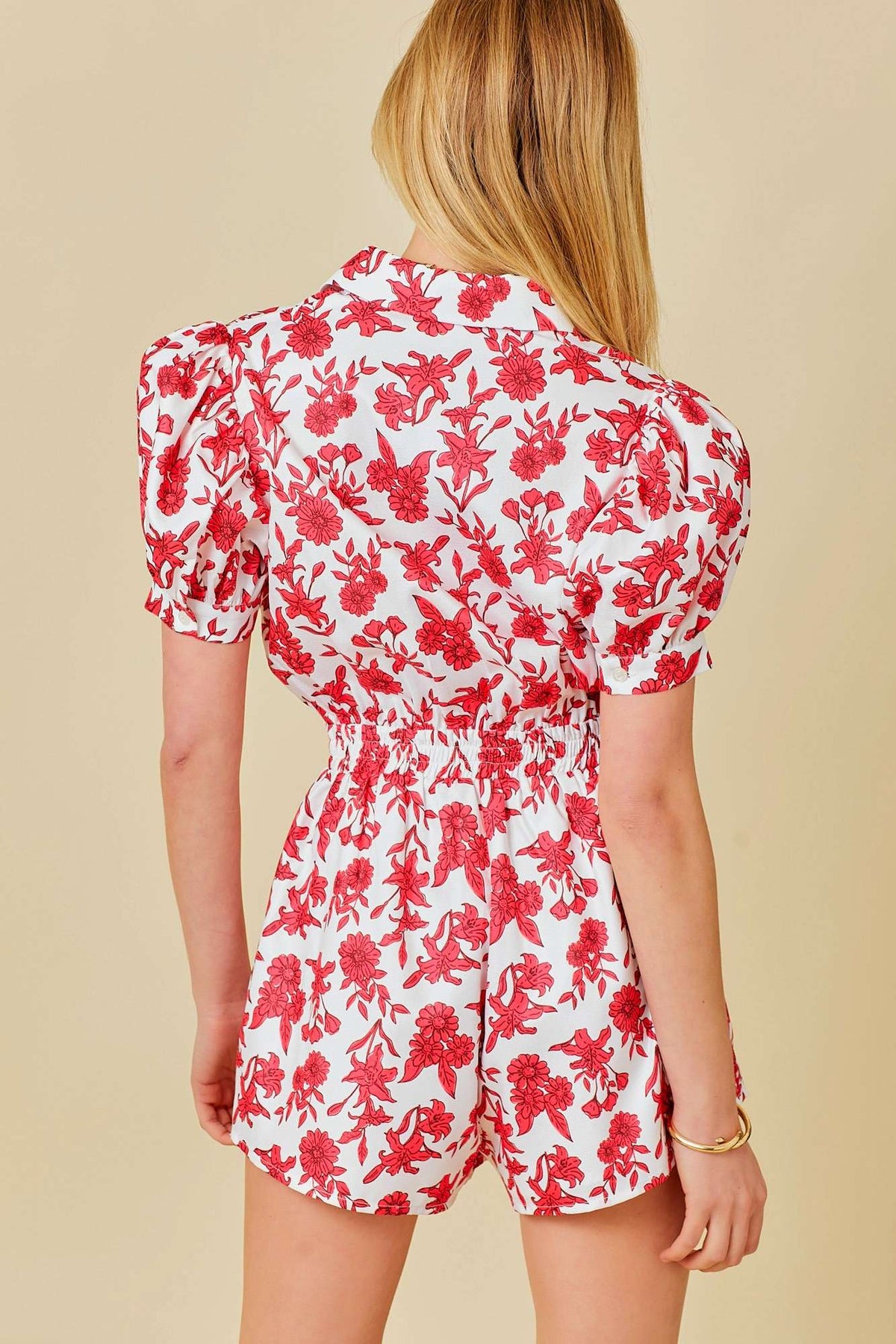 Puff Shoulder Floral Print Romper - Premium  from Main Strip - Just $51! Shop now at Ida Louise Boutique