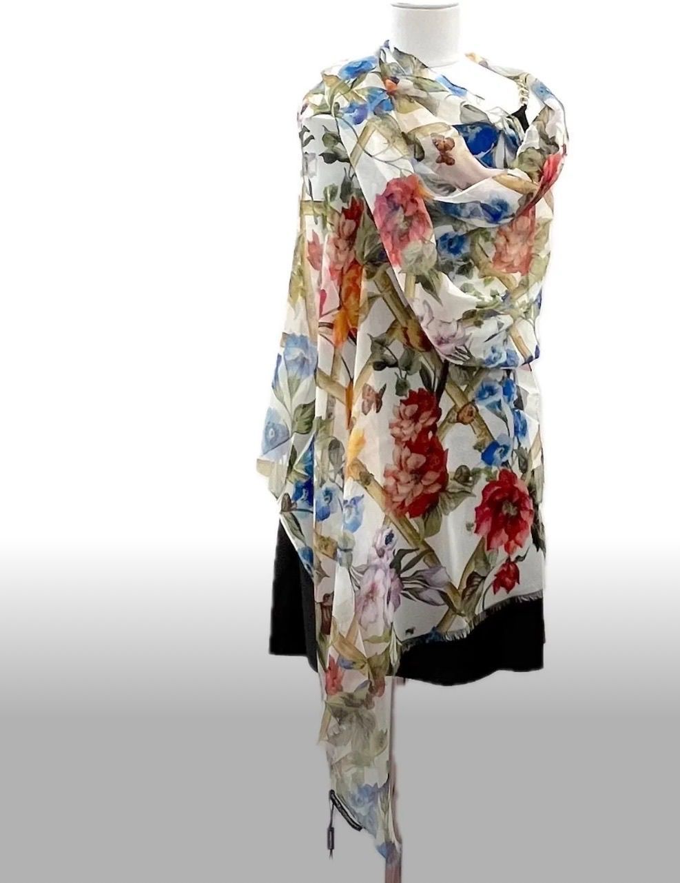 Dolce Beige Floral Scarf