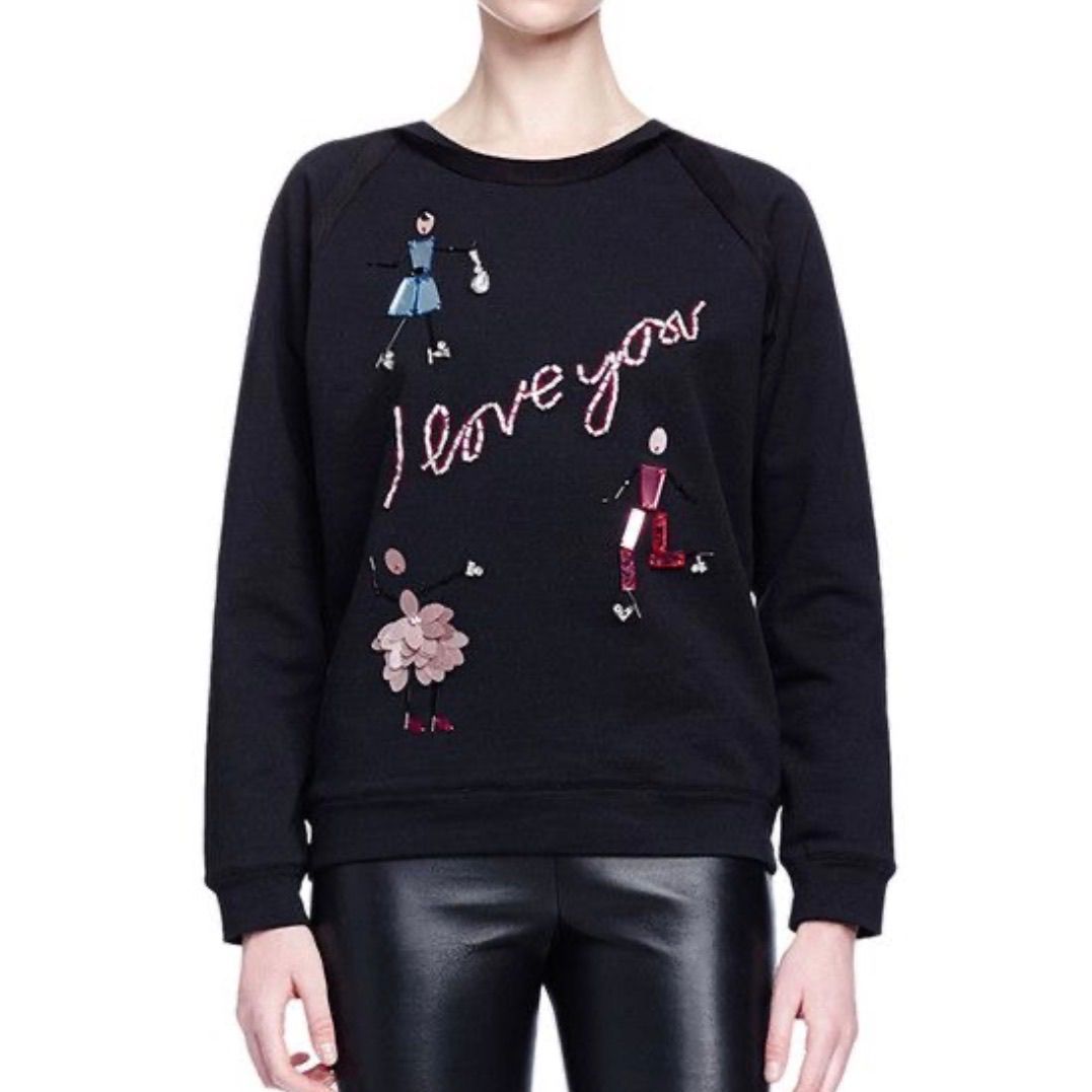 Lanvin "I Love You" Crystal-Embroidered Sweatshirt