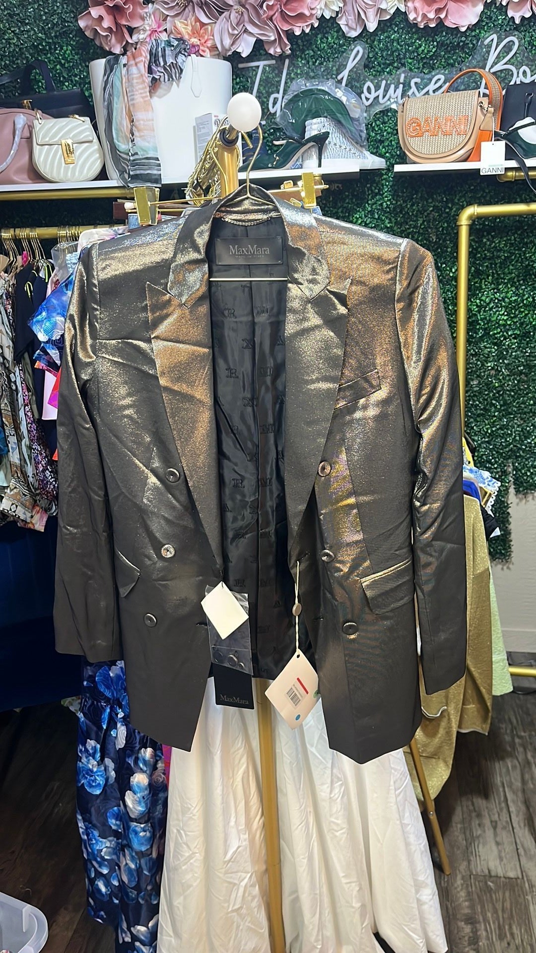 MAX MARA METALLIC SILK BLAZER