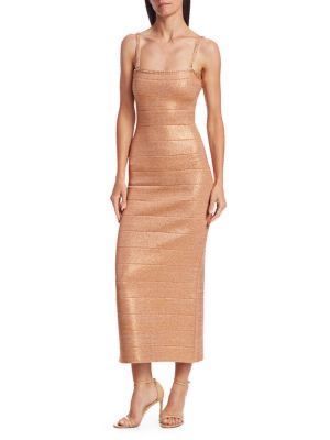 Herve Leger Rose Metallic Dress