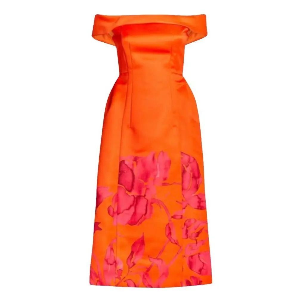 HUSHIAN ZHANG ORANGE FLORAL DRESS
