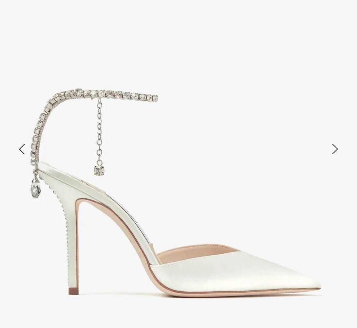 1 IVORY JIMMY CHOO SATIN PUMPS WITH CRYSTAL EMBELLISHMENT