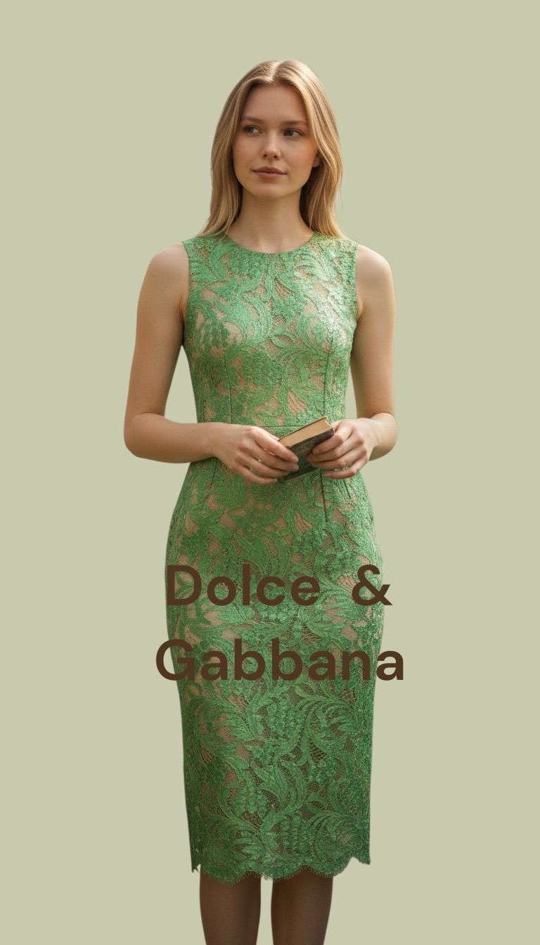 Dolce Gabbana Green Sheath Dress