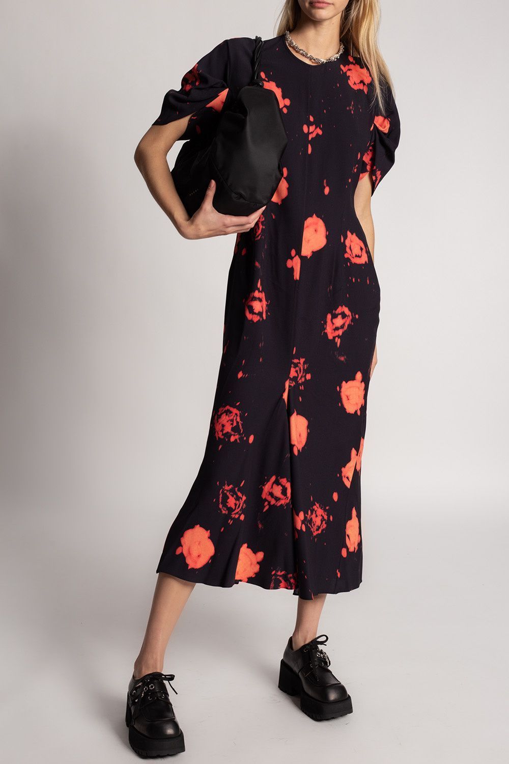 MARNI PRINTED COTTON MIDI DRESS