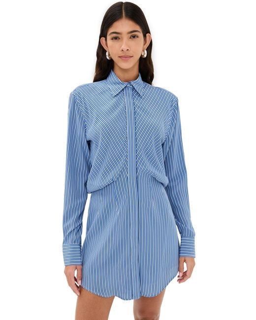 BRANDON MAXWELL - BLUE VERA DRESS SILK CREPE