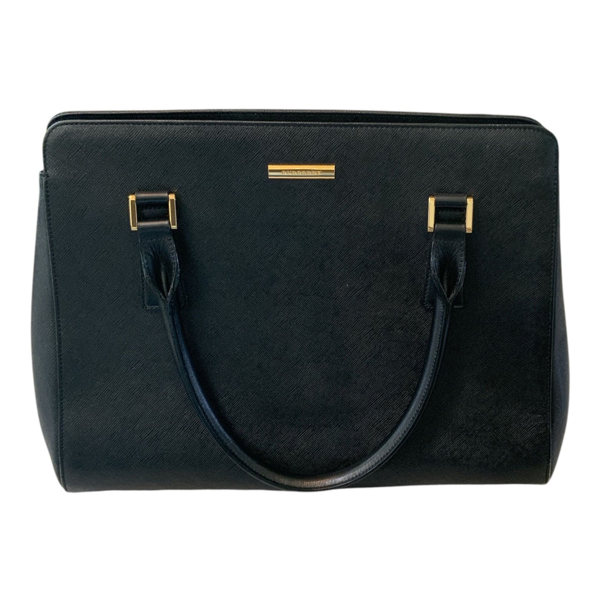 #9-Burberry Black/Gold Saffiano leather handbag