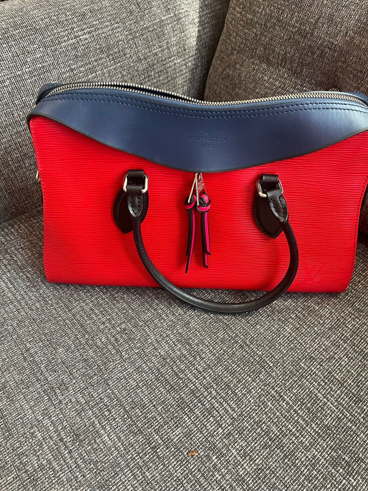 AUTHENTICATED LOUIS VUITTON BLUE AND RED BAG