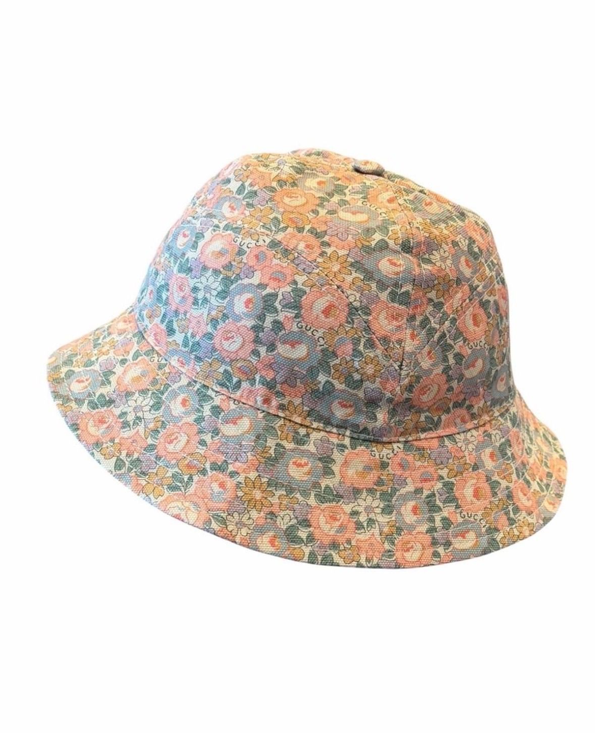 COA Gucci Liberty Of London Floral Bucket Hat in White with Pink and Green Bloom - Gucci