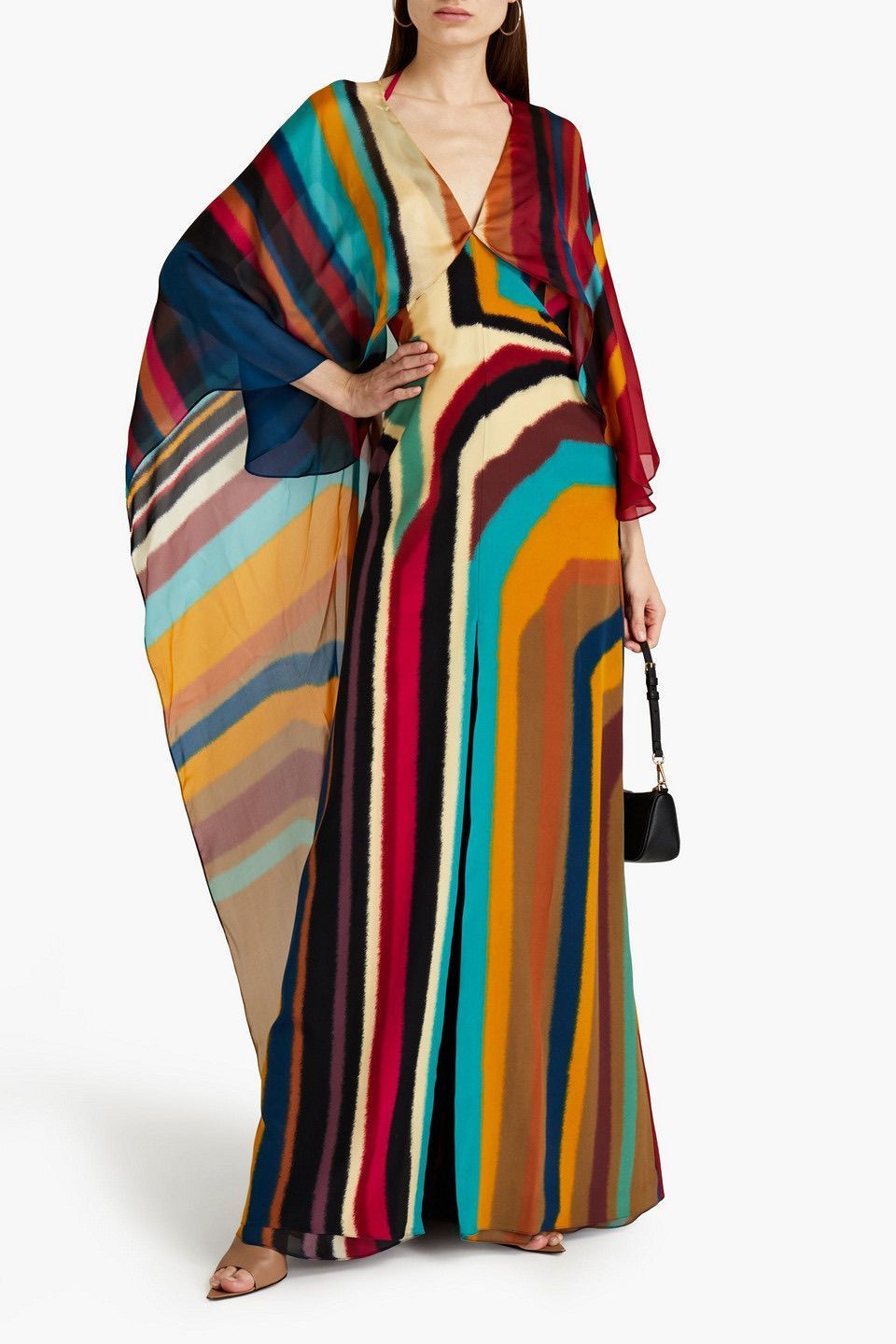 ROBERTO CAVALLI STRIPE CAPE DRESS