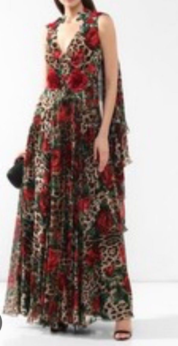 Dolce & Gabbana Rose Leopard Floral Maxi Dress