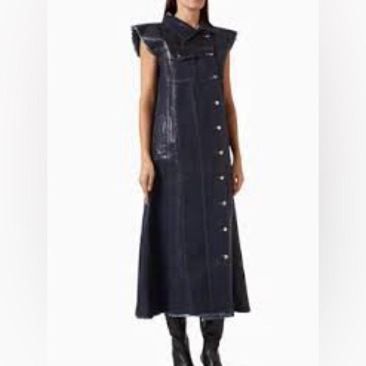 LUNA MIDI COATED BUTTON UP DRESS - JONATHAN SIMKHAI