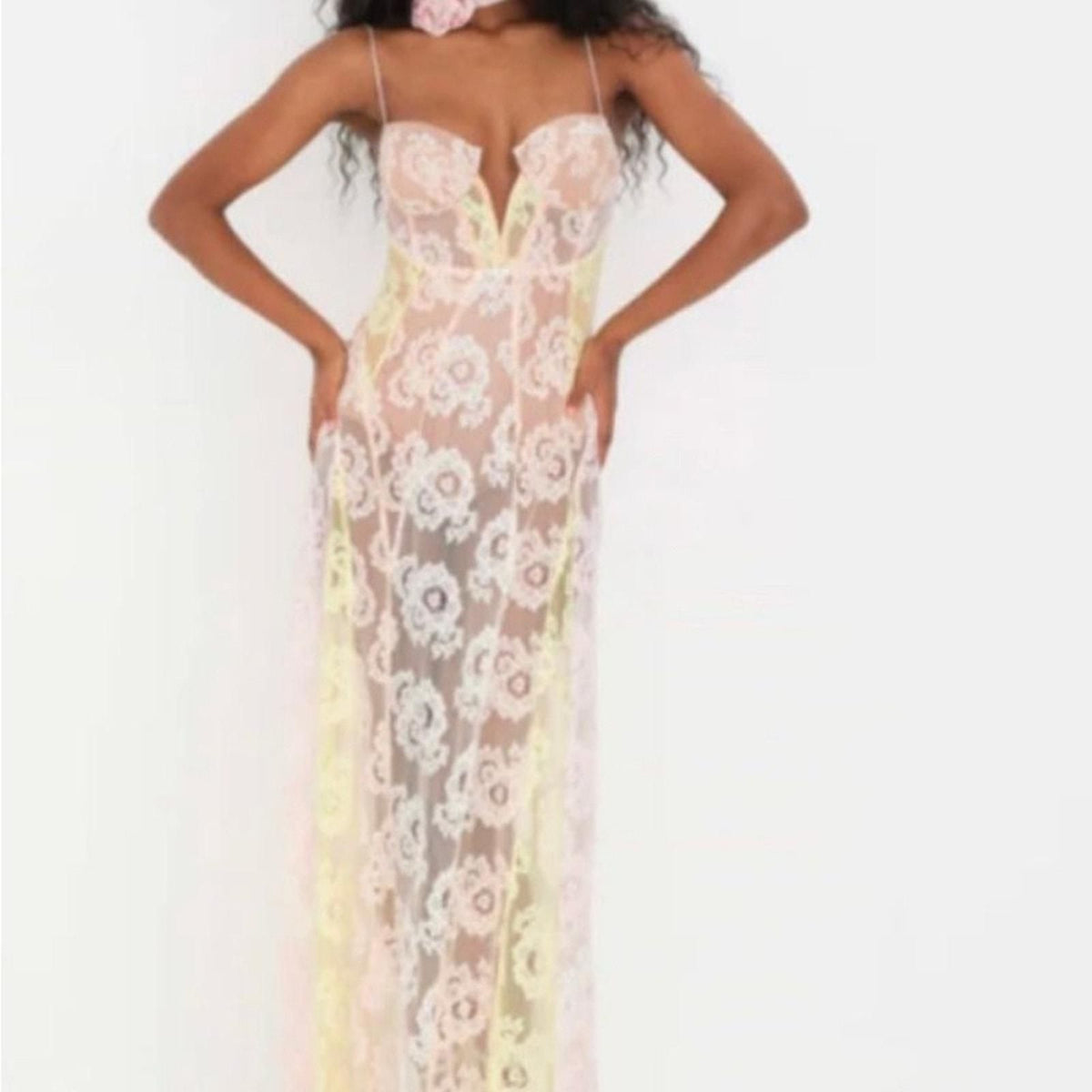 FOR LOVE AND LEMONS BLOSSOM ELEGANT LACE FLORAL DRESS