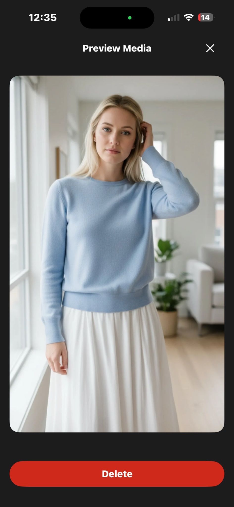 Baby Blue & Navy Mongolian Cashmere Crewneck, photo 1