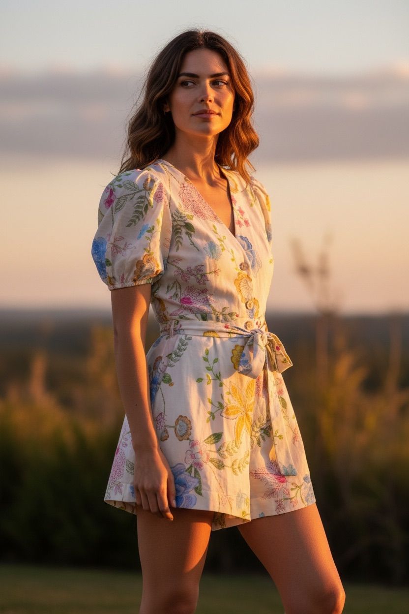 Floral Linen Romper, photo 1