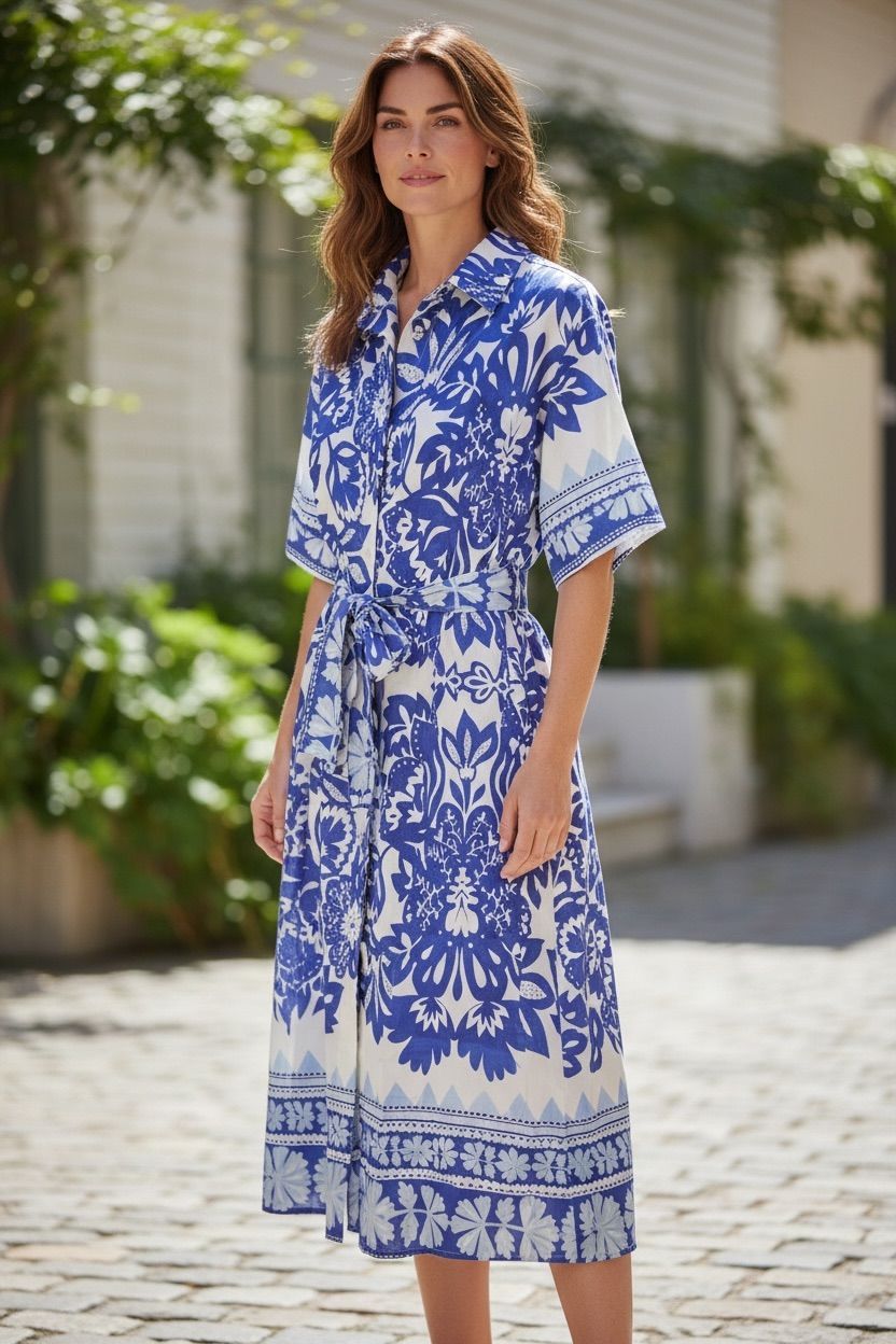 Lily Floral Cobalt Blue Midi Dress (Size S), photo 1