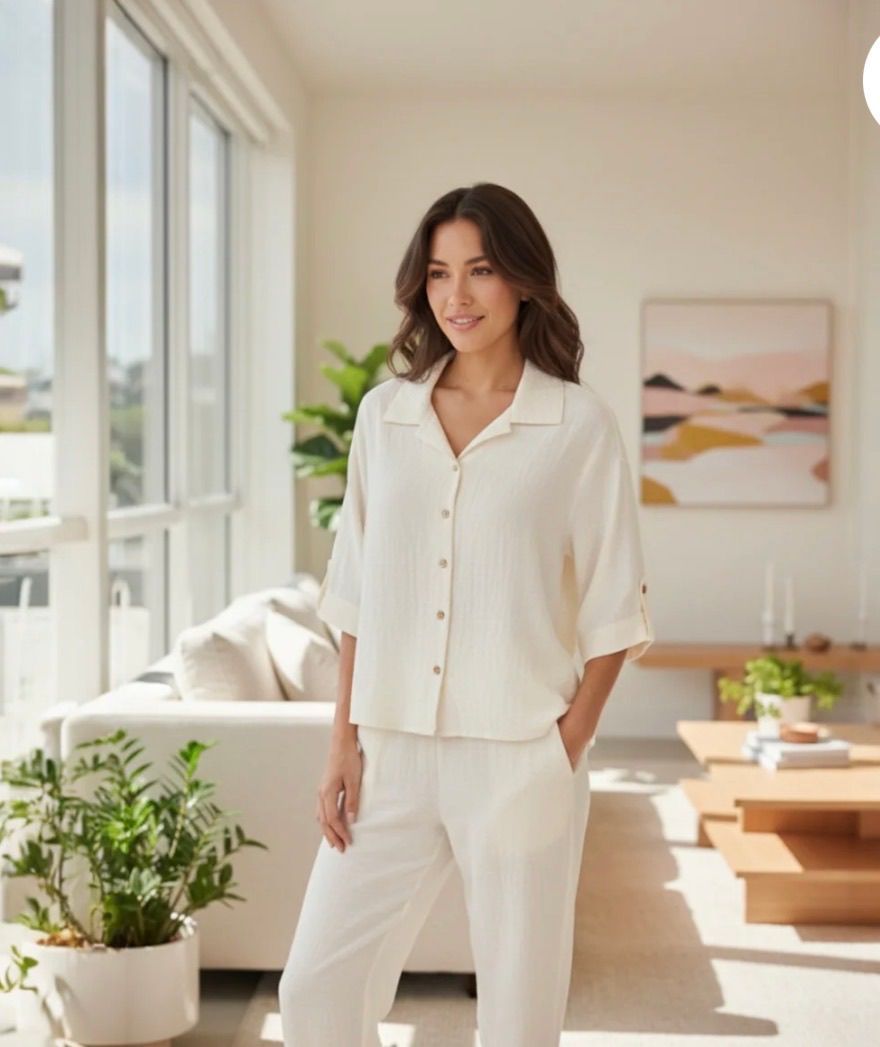 Electra Textured Cotton Pant Set, photo 1