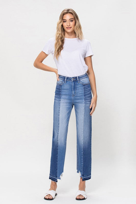 Super High Rise Straight W/Contrast and Hem Detail - Premium Jeans from Flying Monkey - Just $72! Shop now at Ida Louise Boutique