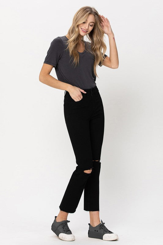 Vervet High Rise Straight w Raw Hem - Premium Jeans from VERVET by Flying Monkey - Just $70! Shop now at Ida Louise Boutique