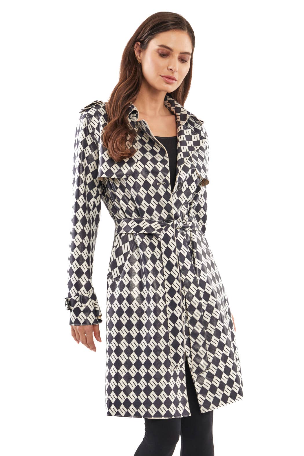 chic geometric-patterned trench coat - Premium Coat from Adore - Just $78! Shop now at Ida Louise Boutique