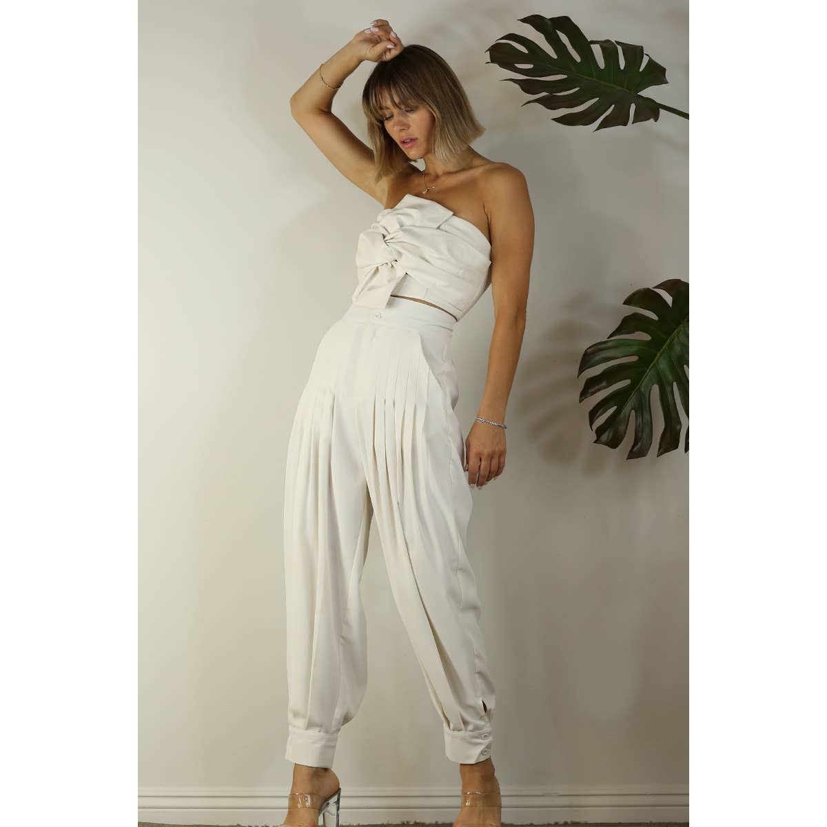 Pleated Bolero High Waist Pants - Premium Pants from Mulla - Just $40! Shop now at Ida Louise Boutique