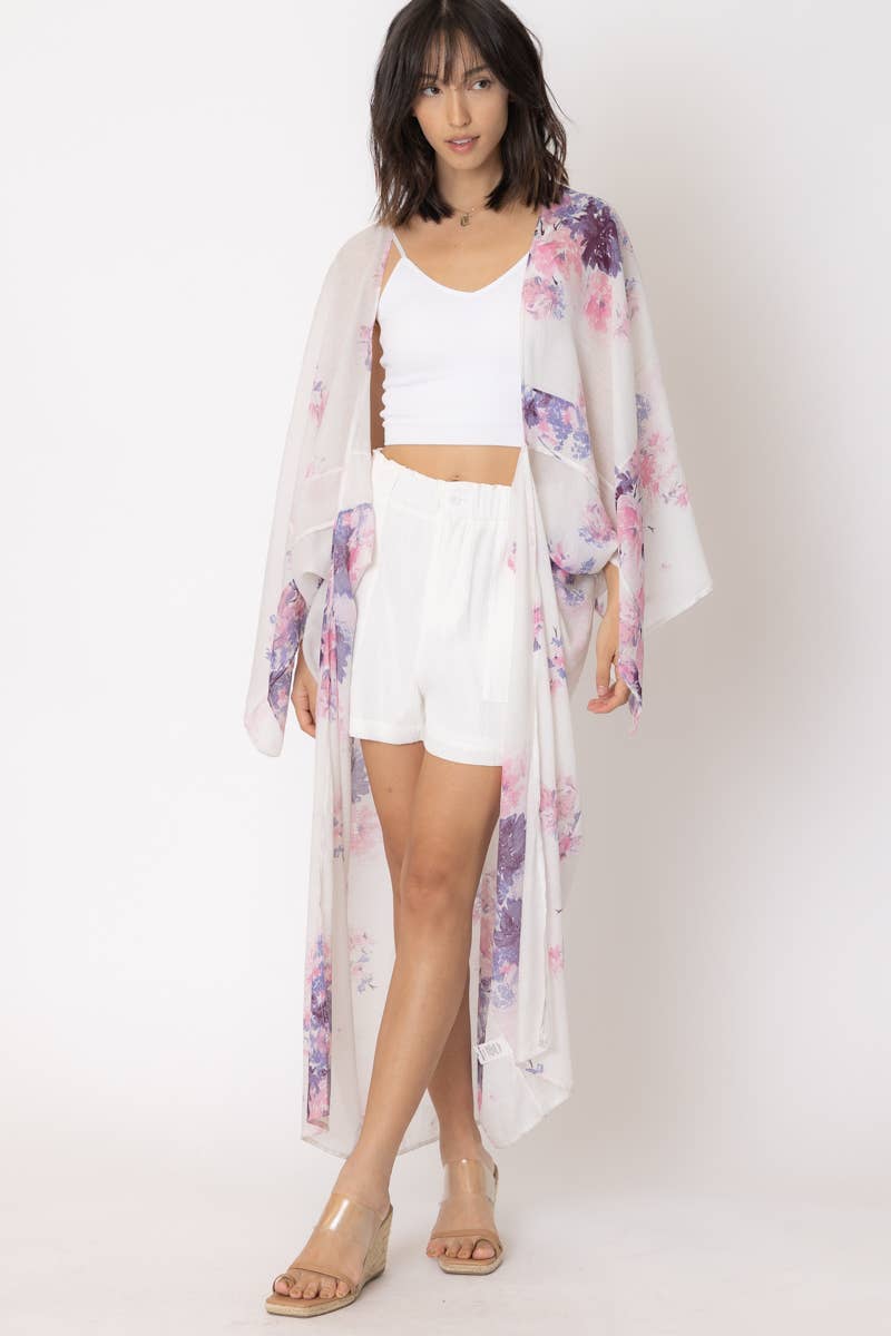 Flower Printed Maxi Cardigan Robe - Premium Kimono from En Crème - Just $52! Shop now at Ida Louise Boutique