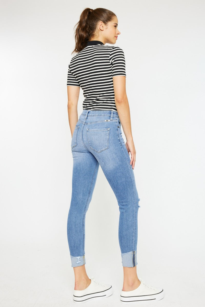 Kancan Distressed Cat's Whiskers Button Fly Jeans - Premium Jeans from Trendsi - Just $69! Shop now at Ida Louise Boutique