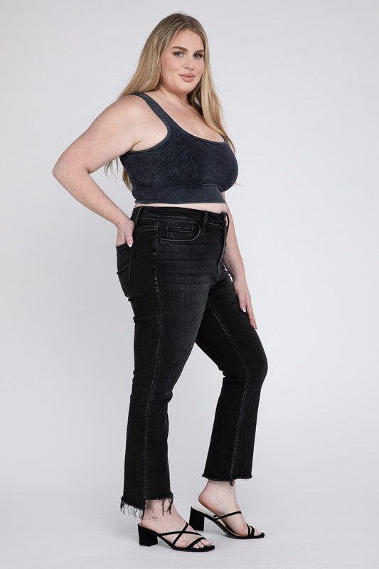Plus Size High Rise Crop Flare Jeans - Premium Jeans from VERVET by Flying Monkey - Just $70! Shop now at Ida Louise Boutique