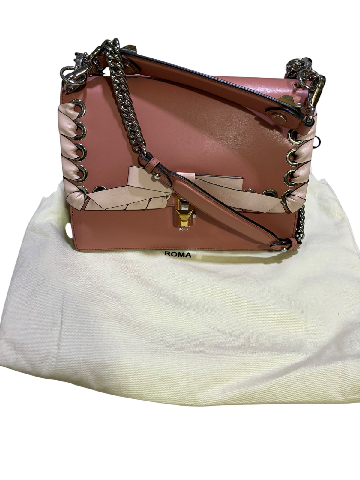 Fendi Pink Napa Leather Bow Tote