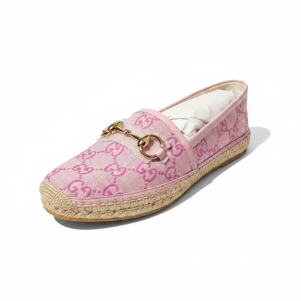 Gucci Horsebit GG Canvas Espadrilles in pink — Gucci