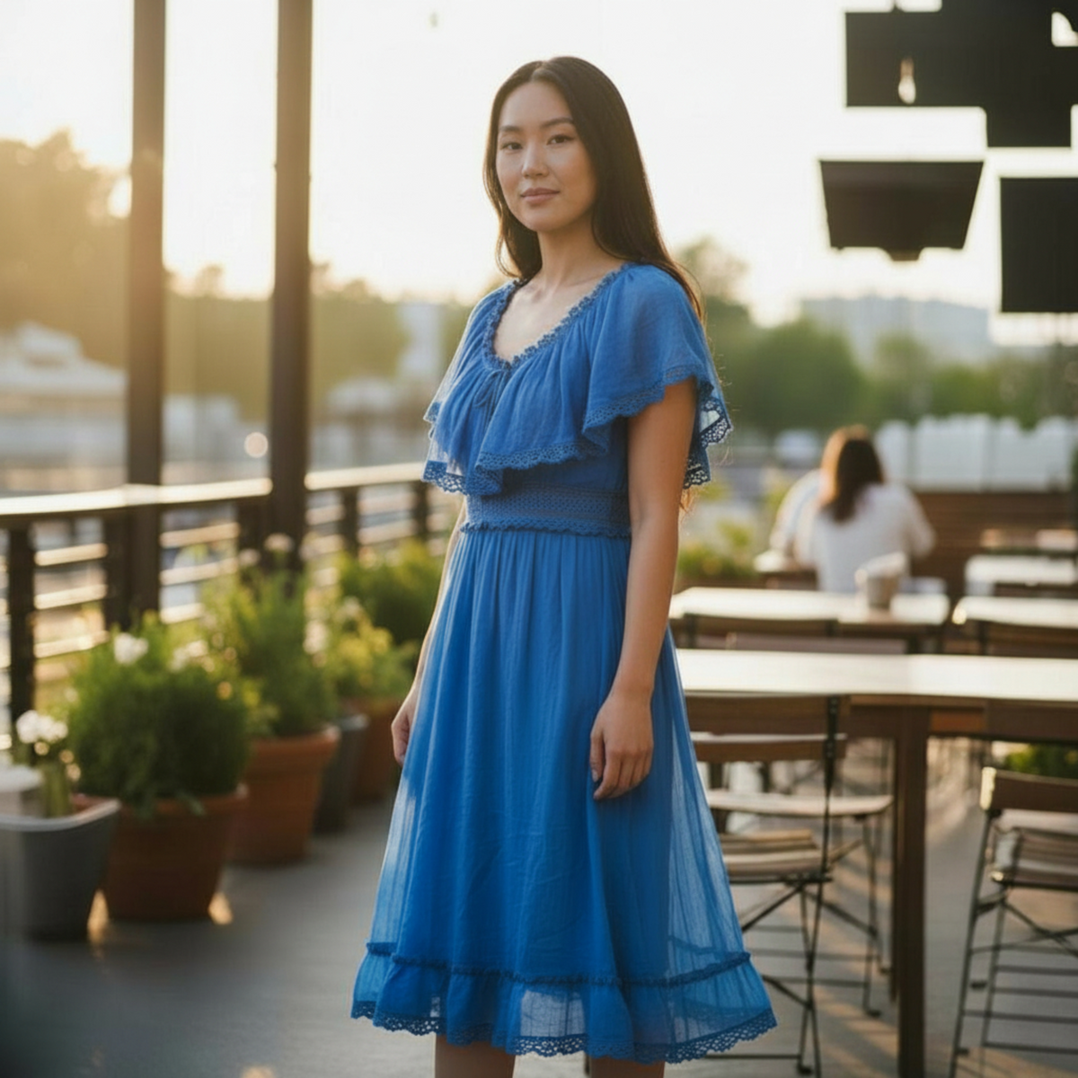 Fiora Cotton Frayed Linen Maxi Dress