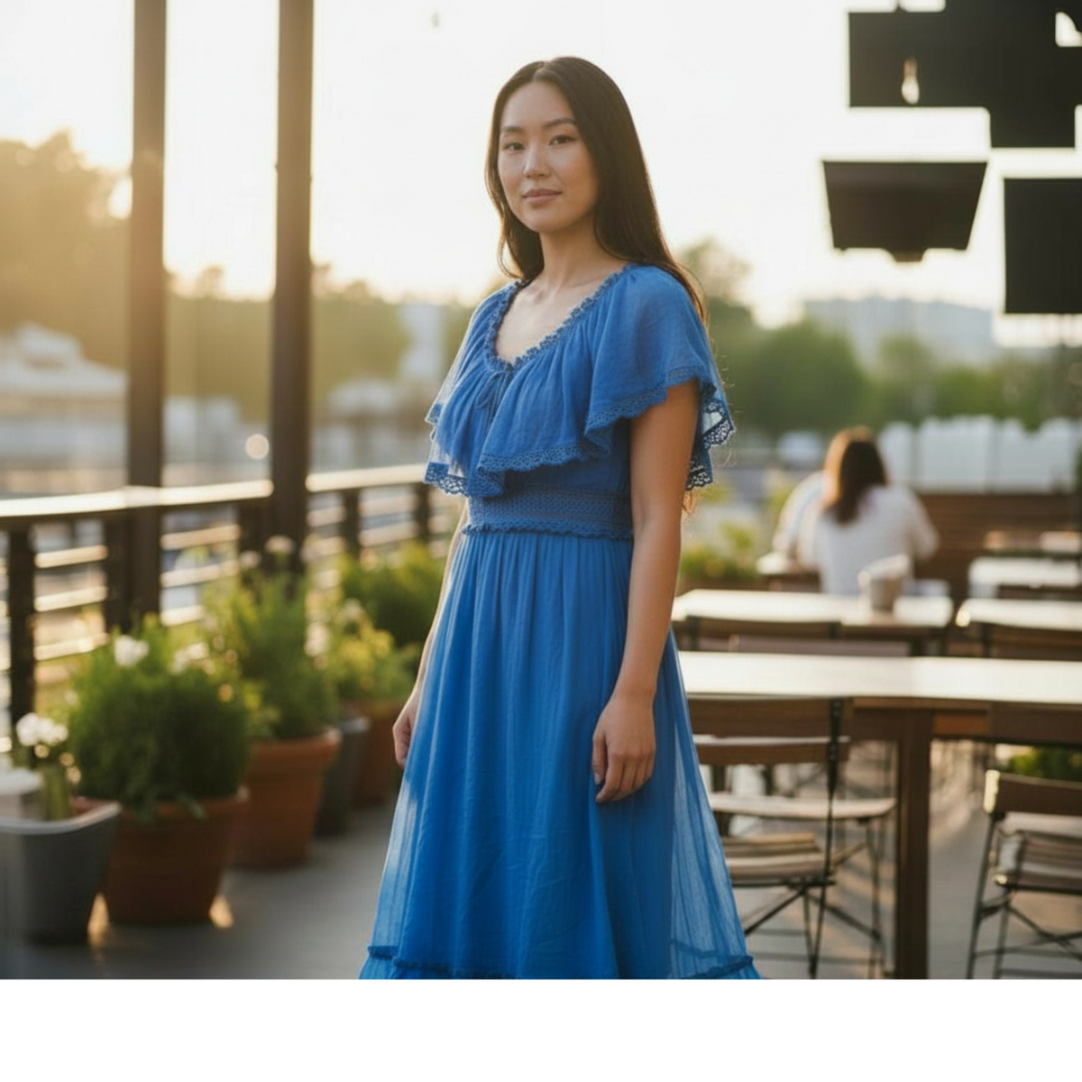 Rosalia Cotton Frayed Linen Maxi Dress