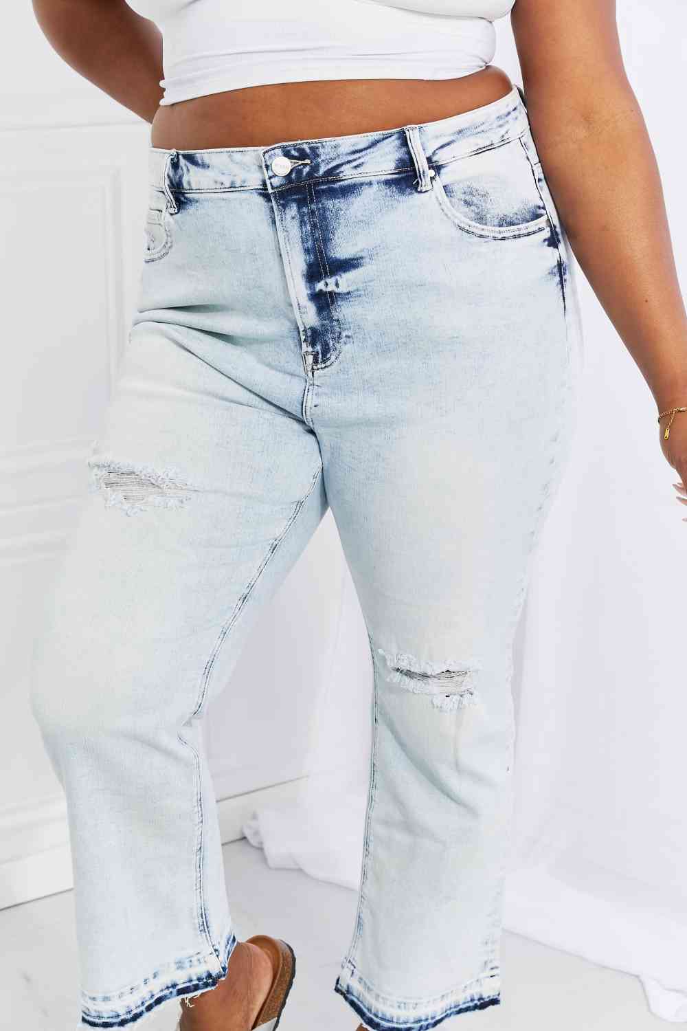 RISEN Camille Acid Wash Crop Straight Jeans - Premium Jeans from Trendsi - Just $72! Shop now at Ida Louise Boutique