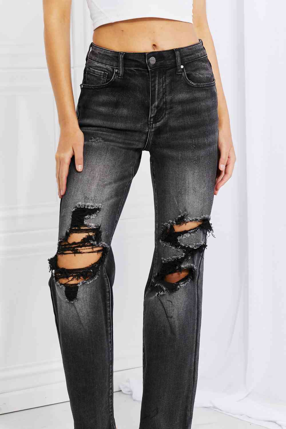 RISEN Distressed Loose Fit Jeans - Premium Jeans from Trendsi - Just $65! Shop now at Ida Louise Boutique