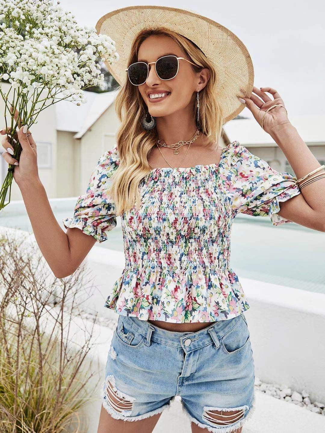 Floral Crop Top - Premium Tops from Ida Louise Boutique - Just $34! Shop now at Ida Louise Boutique