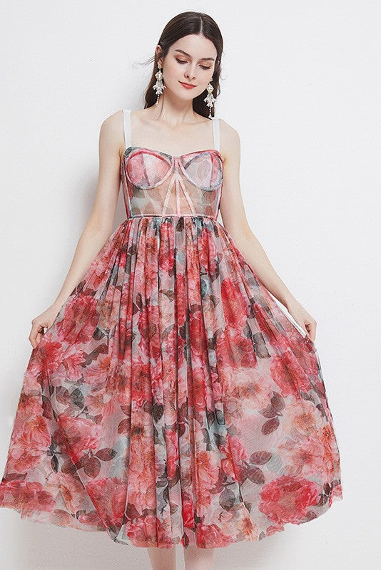 Smoke Floral Corset Strappy Dress - Premium Dress from Ida Louise Boutique - Just $90! Shop now at Ida Louise Boutique