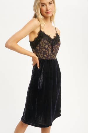 Wild For Navy Lace Velvet Dress - Premium Apparel & Accessories from Mystree - Just $40! Shop now at Ida Louise Boutique