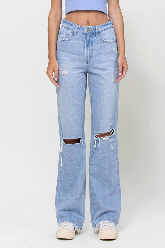 Vervet 90's Super High Distressed Flare Jeans