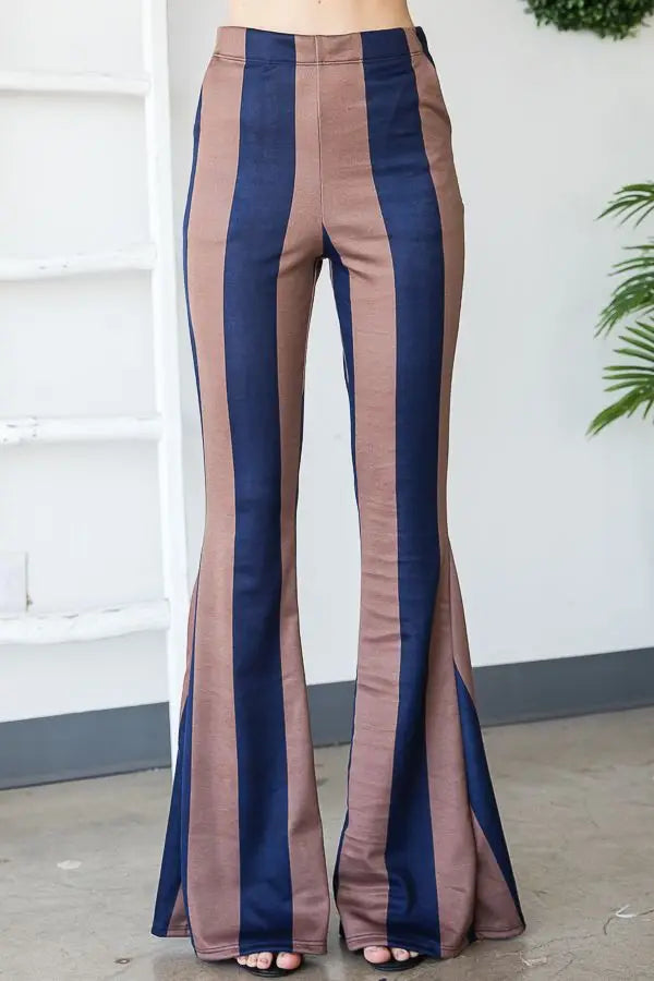Sale-Stripe Flared Pants - Premium  from Ida Louise Boutique - Just $15! Shop now at Ida Louise Boutique