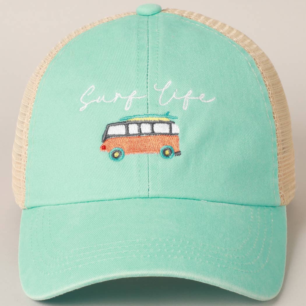 Surf Life Embroidered Mesh Back Baseball Cap - Premium Apparel & Accessories from Fashion City - Just $22! Shop now at Ida Louise Boutique