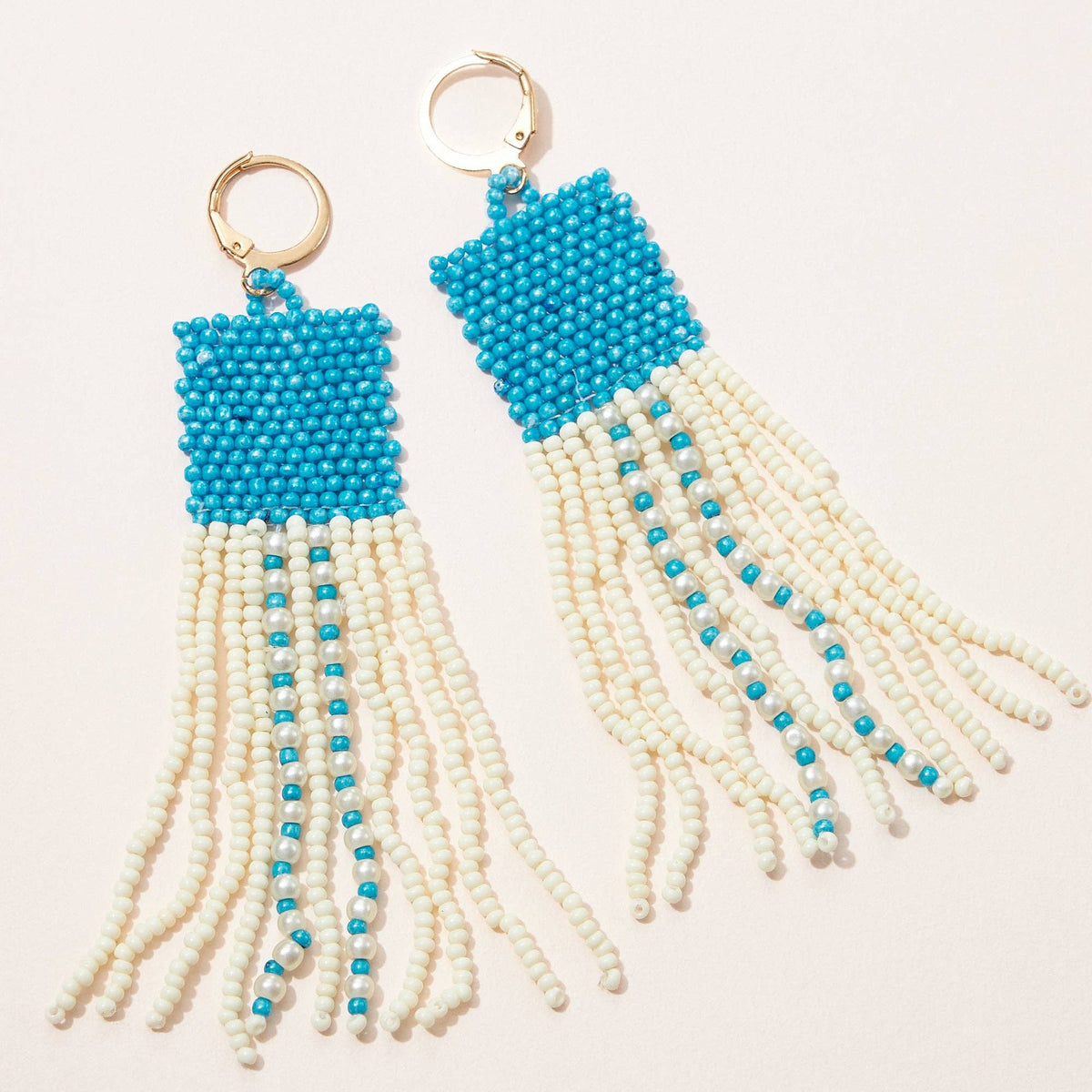 Seed Bead and Pearl Fringe Hoop Earrings - Premium Earrings from FRÉM - Just $14! Shop now at Ida Louise Boutique