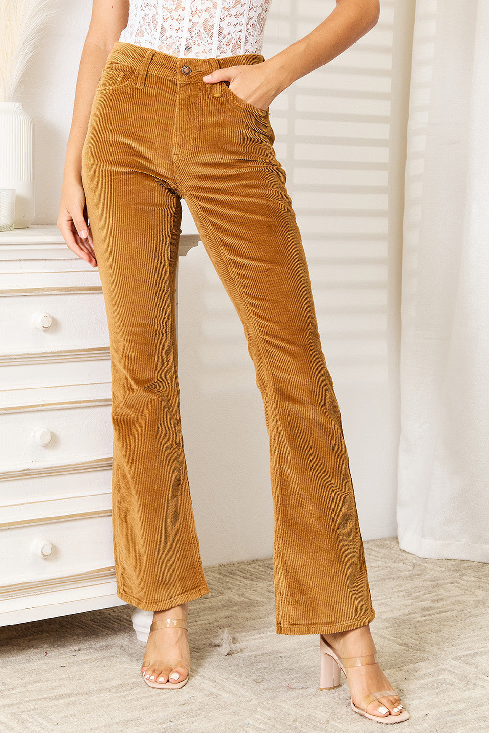 Judy Blue Full Size Mid Rise Corduroy Pants - Premium Pants from Trendsi - Just $74! Shop now at Ida Louise Boutique
