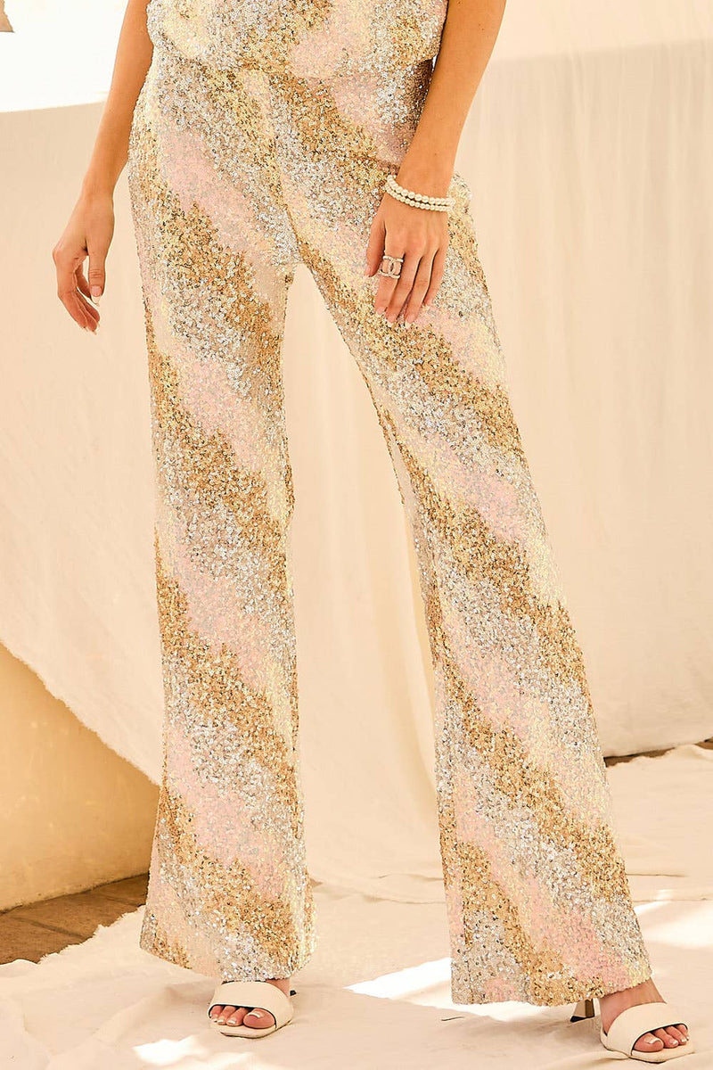 Arial Low Waist Sequin Pants - Premium Bottoms from Main Strip - Just $62! Shop now at Ida Louise Boutique